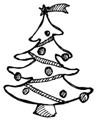Christmas tree freehand drawn illustration