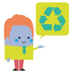 Illustration of a businessman with recycling symbol - business and working design
