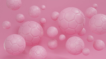 Football soccer ball 3D rendering design on Pink background.