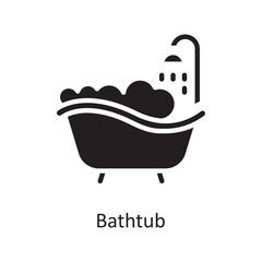 Bathtub  Vector Solid Icon Design illustration. Housekeeping Symbol on White background EPS 10 File