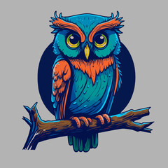 Owl head logo vector illustration. Bird Character Mascot Design