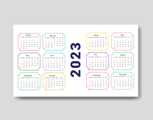 2023 calendar template, clean and unique calendar template design 