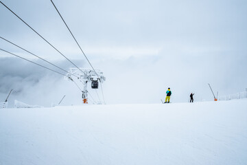 slope at jasna ski resort ski lift cabin