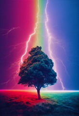 tree and lightning