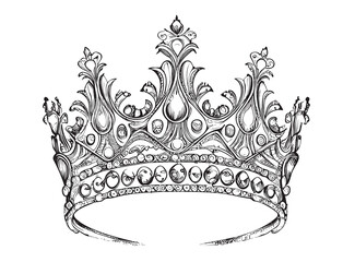 Diadem crown queen sketch hand drawn vintage Vector illustration. © BigJoy