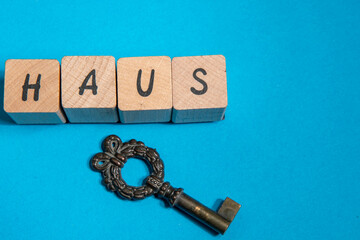 key to success concept with german word house