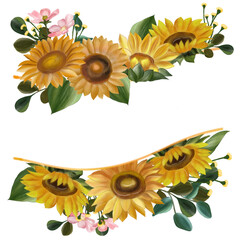 Sunflower watercolor bouquet