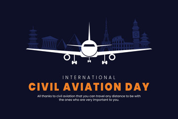 International civil aviation day, aviation day, airplane, vector illustration, greeting cards, social media post, banner, poster, flyer, billboard