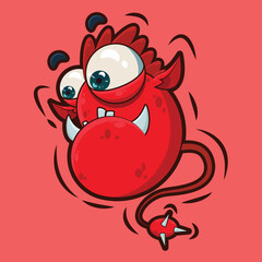 little red devil cartoon character illustration
