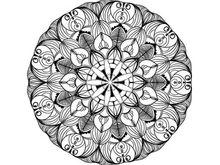 Flower Mandala. Vintage decorative elements. Oriental pattern. Black and white