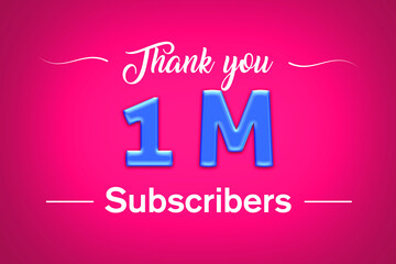 Fototapeta premium 1 Millionillion subscribers celebration greeting banner with Blue glosse Design
