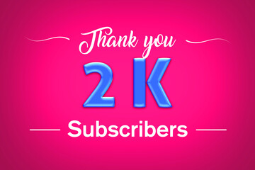 2 K subscribers celebration greeting banner with Blue glosse Design