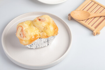 Creamy toast on a white plate