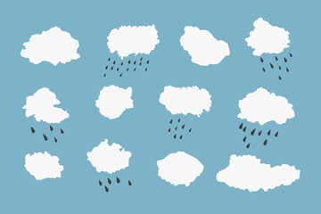 Sky clouds vector illustrations set.