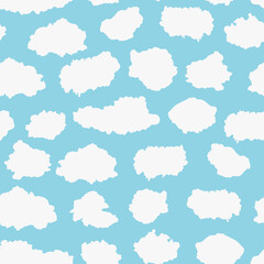 Sky clouds vector seamless pattern.