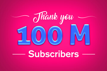 Obraz premium 100 Million subscribers celebration greeting banner with Blue glosse Design