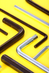 Different sizes of Allan key wrenches close up