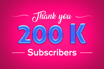 200 K subscribers celebration greeting banner with Blue glosse Design