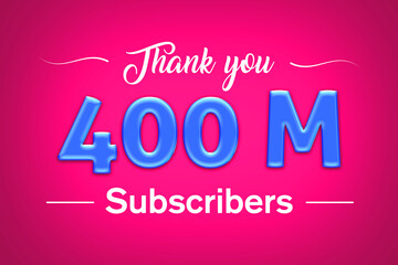 400 Million  subscribers celebration greeting banner with Blue glosse Design
