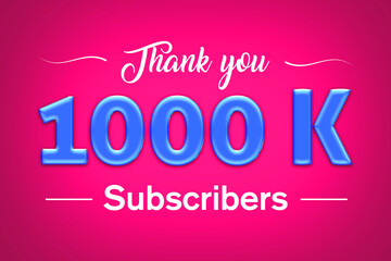 Fototapeta premium 1000 K subscribers celebration greeting banner with Blue glosse Design