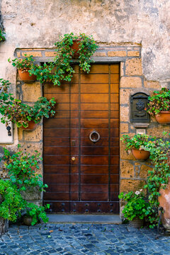 italian door in the town of Orvieto, Italy