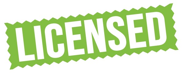 LICENSED text written on green stamp sign.