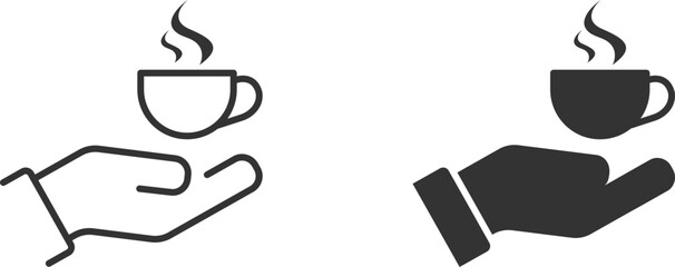 Hand holding coffee cup icon. Vector illustration.