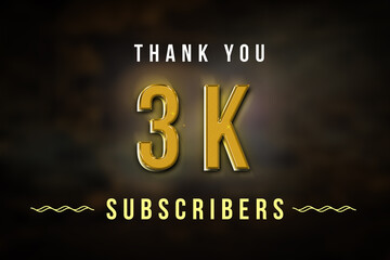 Obraz premium 3 K subscribers celebration greeting banner with Golden Design