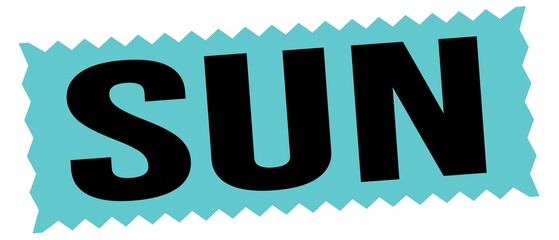 SUN text written on blue-black stamp sign.