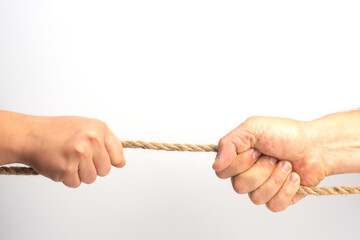 The concept of help and mutual assistance. A person pulls another person out of problems.