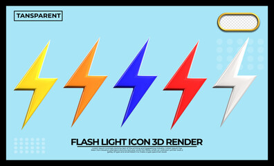 Bundle of 3D render flashlight  model for element landing page, sale discoun, flash sale, black friday, 