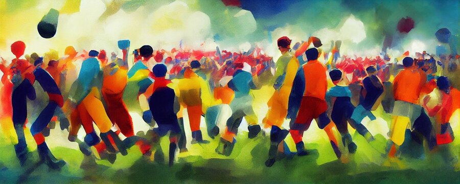 illustration of Cheering football crowd