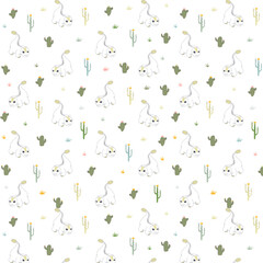 Seamless pattern with dinosaur print and decorative elements, childish print with cute character