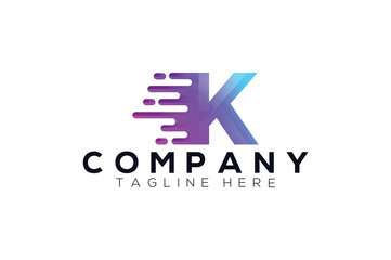Modern trendy gradient geometric letter k logo design template. Business technology and digital abstract connection vector logo.