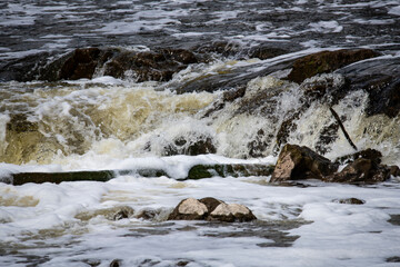 Rushing and roaring white water at the confluence of the Avon and Swan Valley rivers in Western Australia