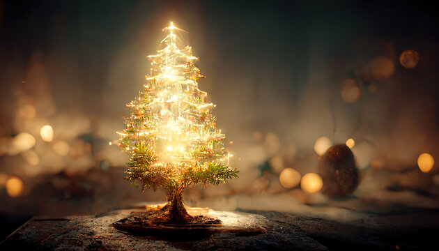 New Year forest, AI render.