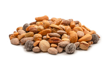 A group of almonds, pistachios, walnuts, macadamia, cashews.