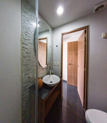 small bathroom of an apartment modern decoration, elegant interior, mexico