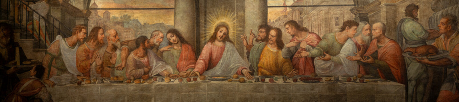 Panoramic photo of the last supper 