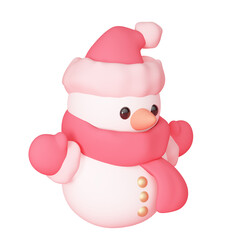 Cute snowman in a scarf, hat and gloves isolated on white background. 3d rendering       