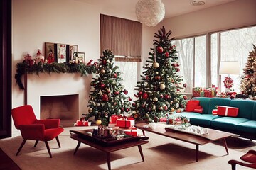 modern living room at christmas