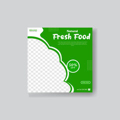 Fresh Food social media Post Template Design for Advertising and Promotional Banner Layout.