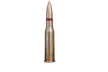 vintage 7.62x54r bullet isolated on white