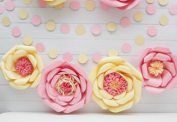 paper flowers on white background