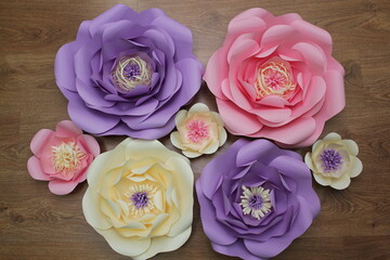 paper flowers on white background