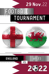 England and Wales football match - Tournament 2022 - 3D illustration