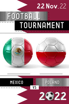 Mexico and Poland football match - Tournament 2022 - 3D illustration