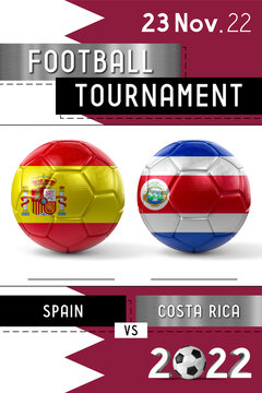 Spain and Costa Rica football match - Tournament 2022 - 3D illustration