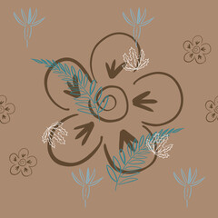 Floral seamless pattern made of blossom meadow plants and field flowers.