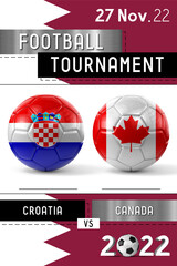 Croatia and Canada football match - Tournament 2022 - 3D illustration